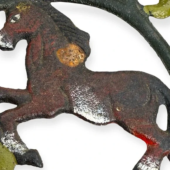 Vintage 1970s Cast Iron Jumping Horse Shelf Brackets Painted Rustic Equestrian - Picture 10 of 10